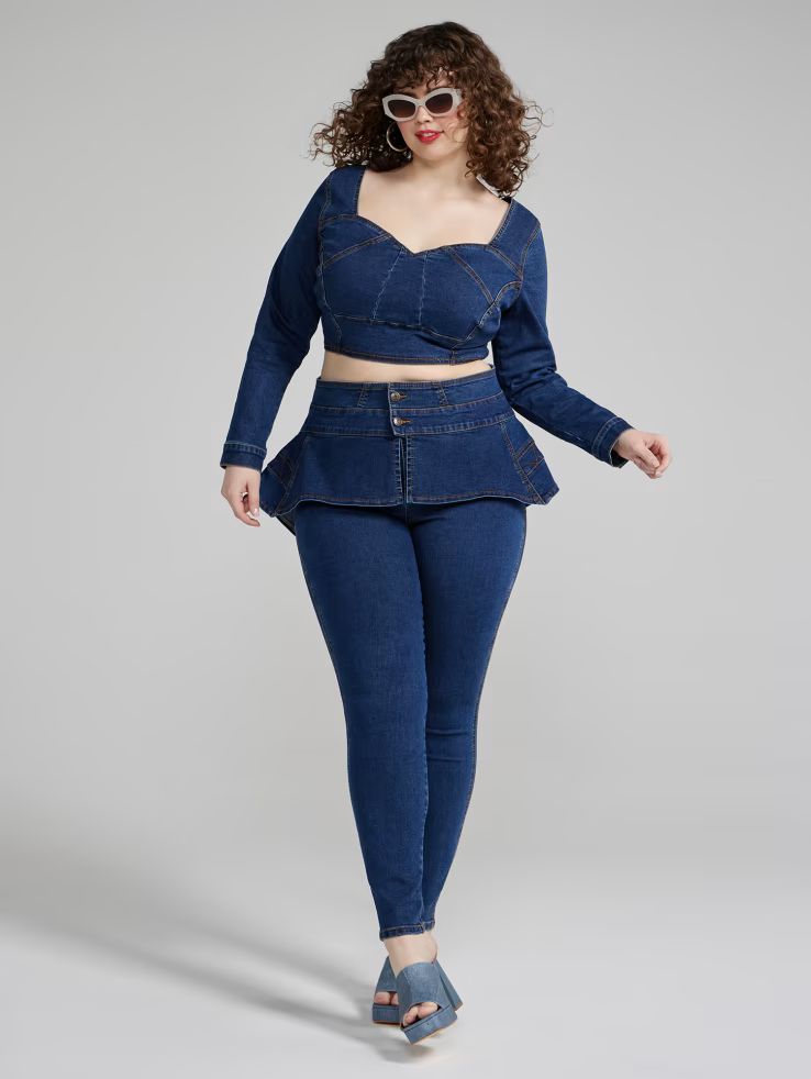 Plus Size Draya Skinny Jeans with Peplum Belt | Fashion to Figure | Fashion To Figure