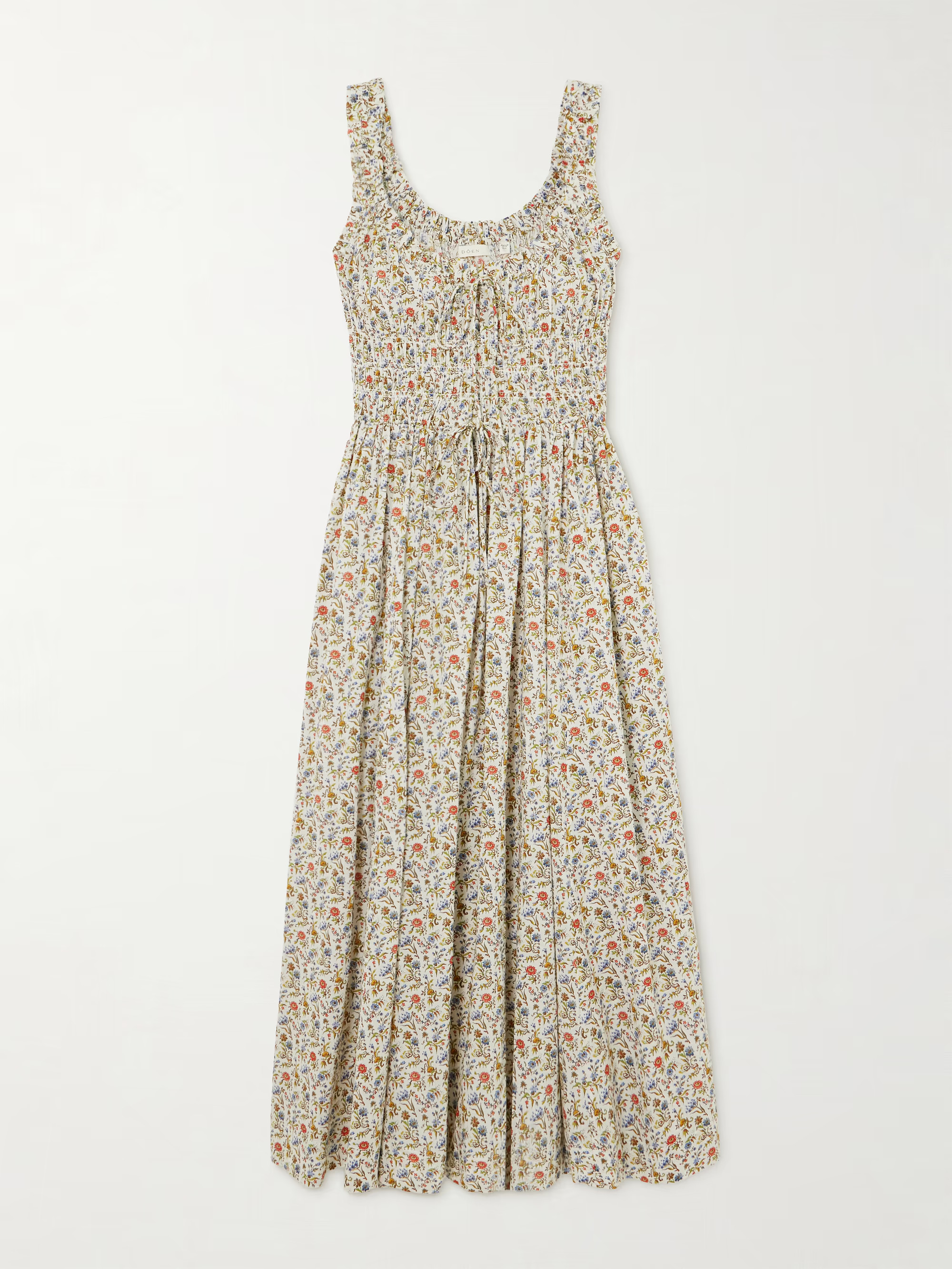 Emmaretta shirred floral-print cotton-voile midi dress | NET-A-PORTER APAC