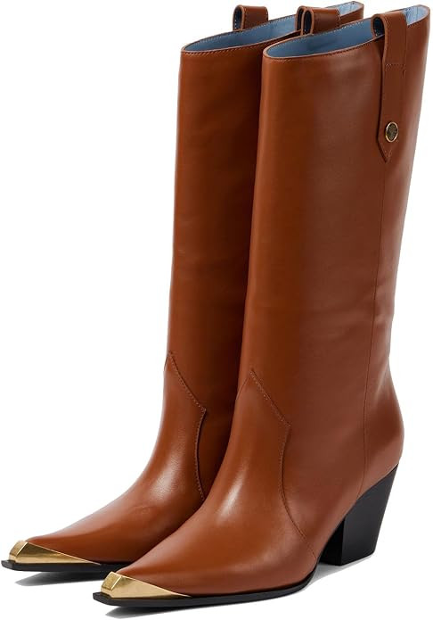 Women's Western Knee High Boots Leather Cowboy Chunky Block Heel Boot Pointed Toe Pull on Fashion... | Amazon (US)