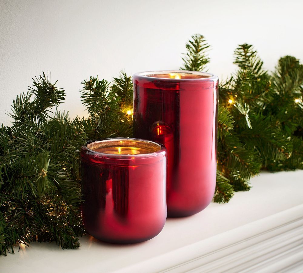 Brie Rolled Edge Mercury Glass Candleholders | Pottery Barn (US)