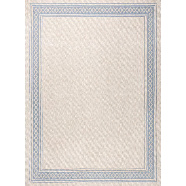 JONATHAN  Y SANTA MONICA Lucia Classic Diamond Border 3 x 5 (ft) Loomed Cream/Blue Rectangular In... | Lowe's