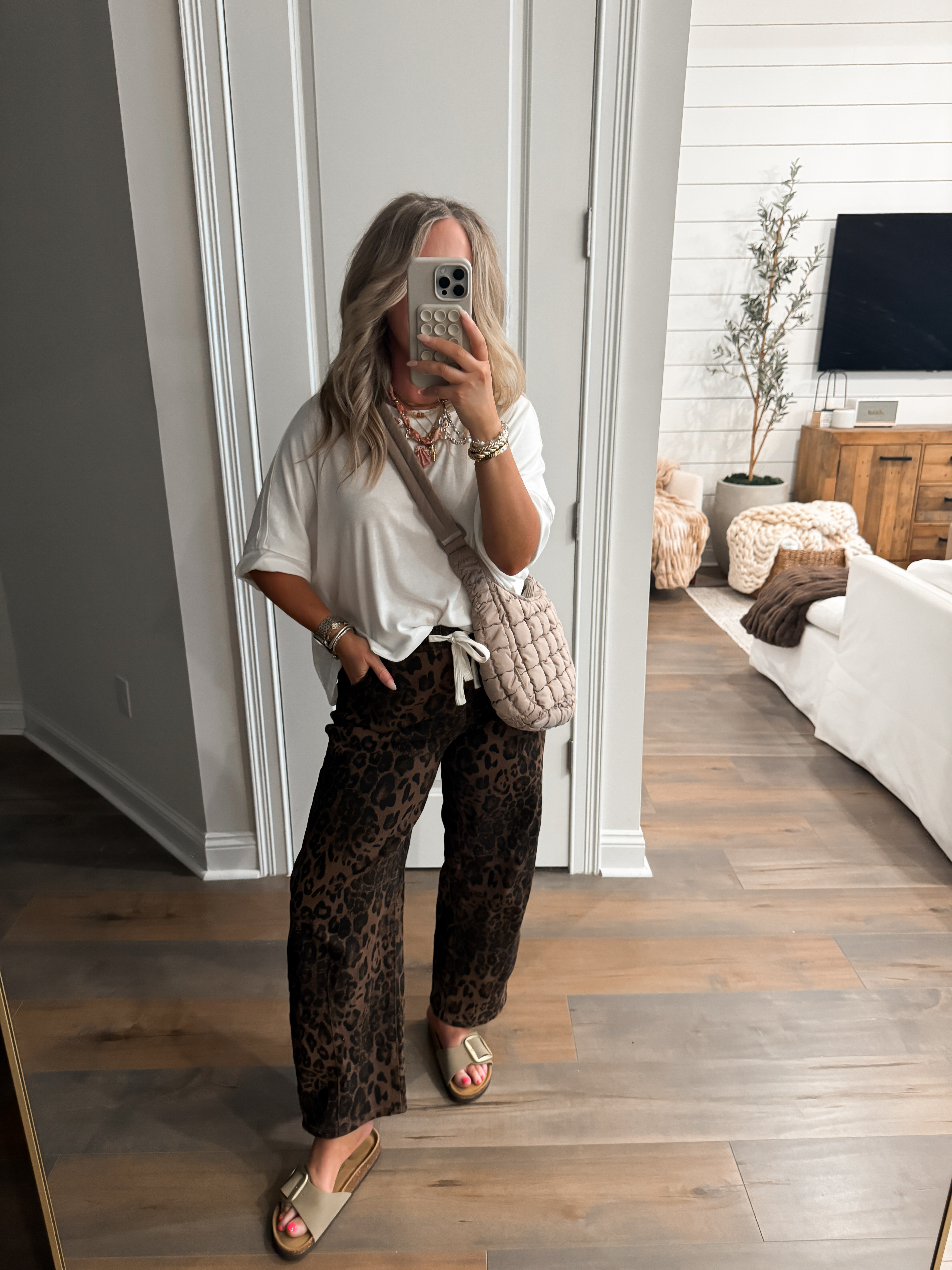 Oversized tee and comfy leopard pants. Wearing size S in top and M in bottom.

Cool mom outfits from Amazon for spring and summer 2026, effortless throw on and go style, comfy chic everyday look, budget friendly Amazon fashion, casual trendy vibes, easy mom style, lightweight seasonal outfit, modern relaxed fit, on the go lifestyle outfit, Amazon outfit inspo. 

 

 #LTKootd #LTKmomlife #LTKPetite