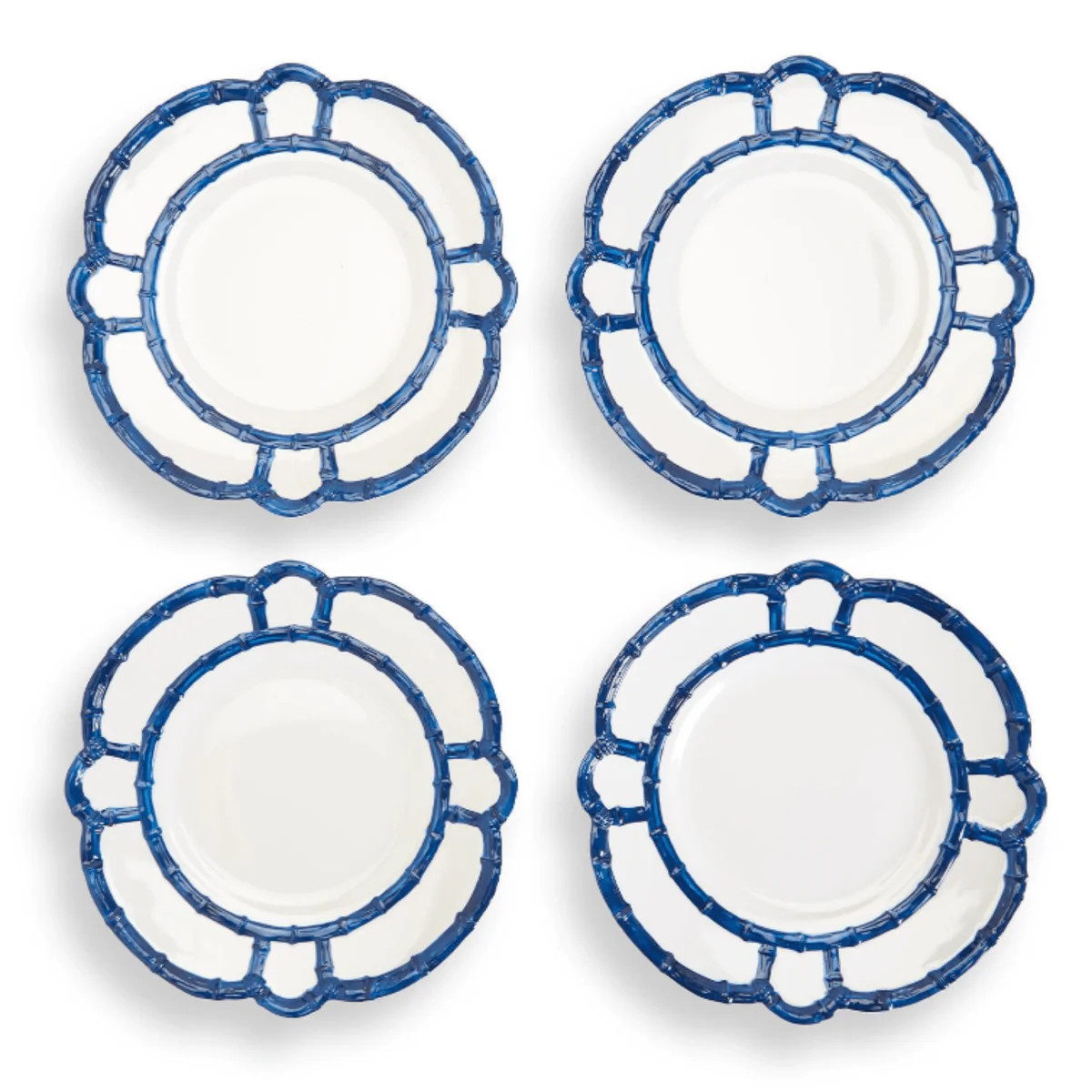 Set of Four Blue Bamboo Touch Melamine Dinner Plates | The Well Appointed House, LLC