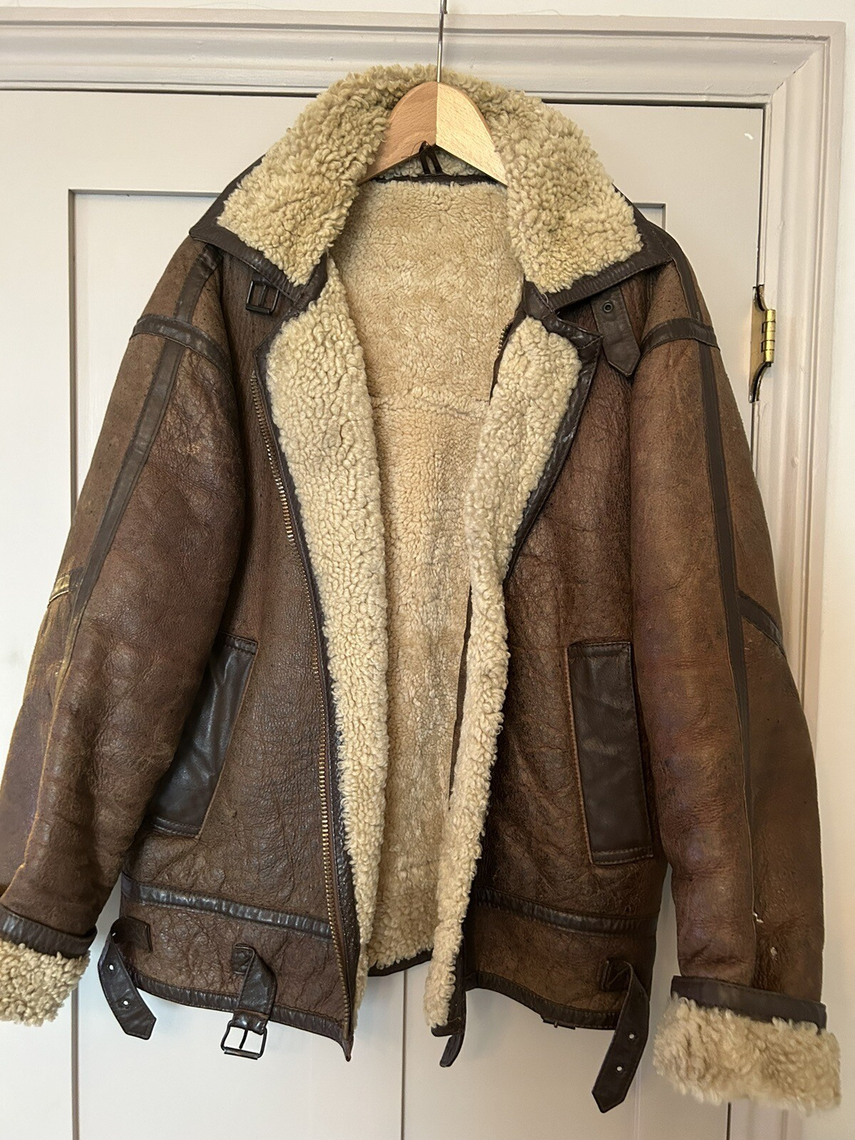 Vintage Real Sheepskin Flying Jacket Size S | eBay UK