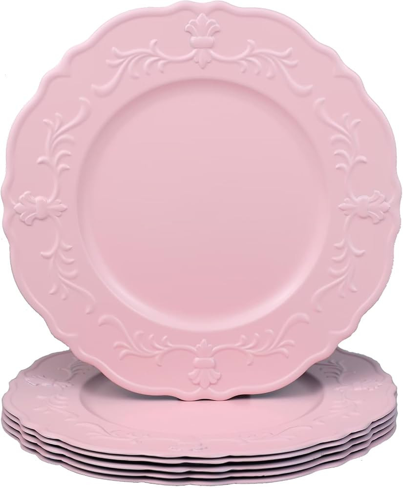 Spsyrine Pink Charger plates, 13 Inch Set of 6 Chargers for dinner plates, Serve ware Plate for W... | Amazon (US)