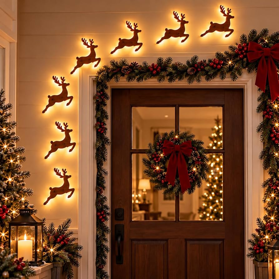 2026 New LED Reindeer Wall Decorations, 3D Light-Up Wooden Reindeer\uff0cA | Amazon (US)