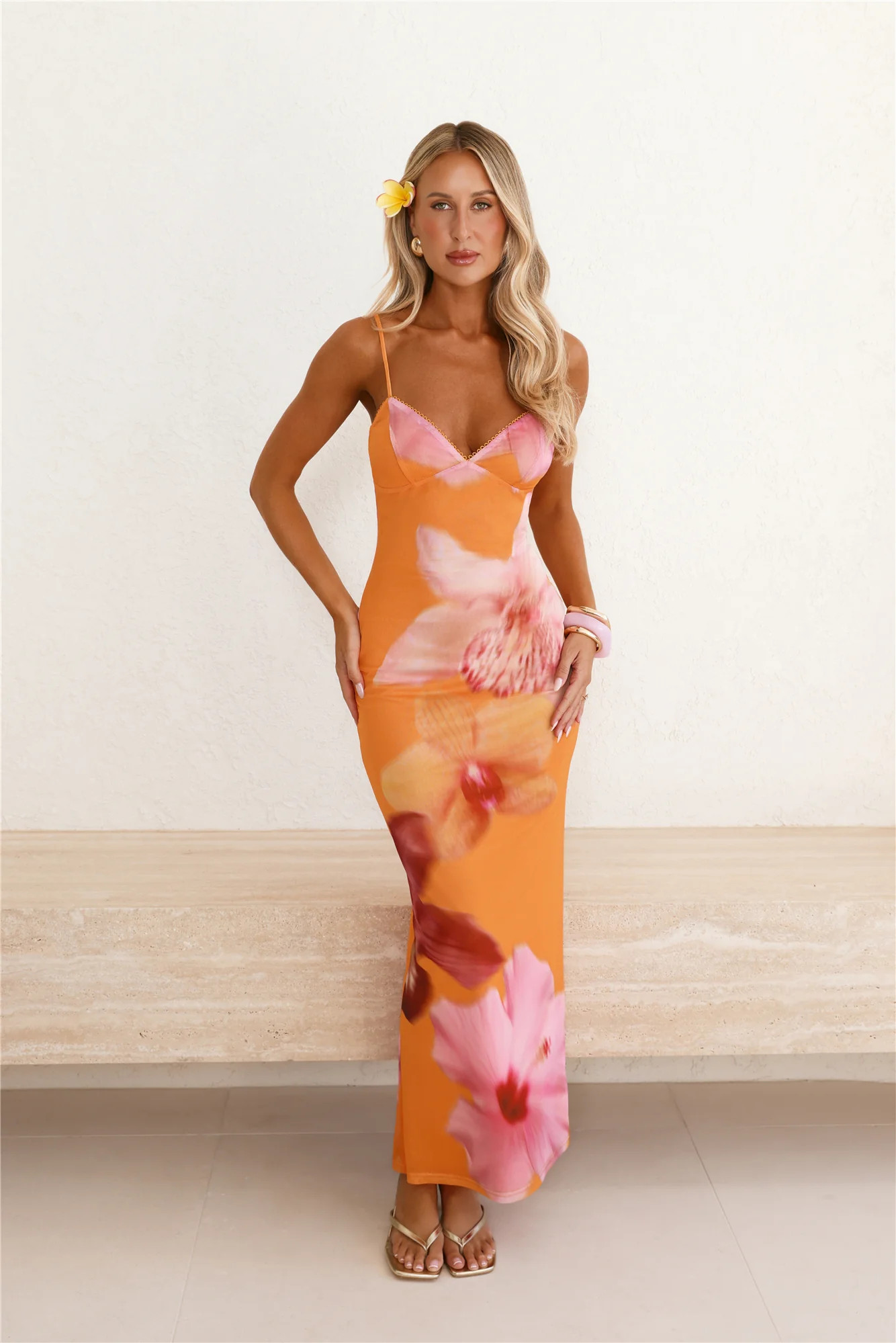 Sunset Sangria Mesh Maxi Dress Orange | Hello Molly (US)