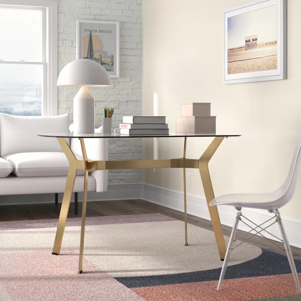Fleischmanns Glass Oval Desk | Wayfair North America