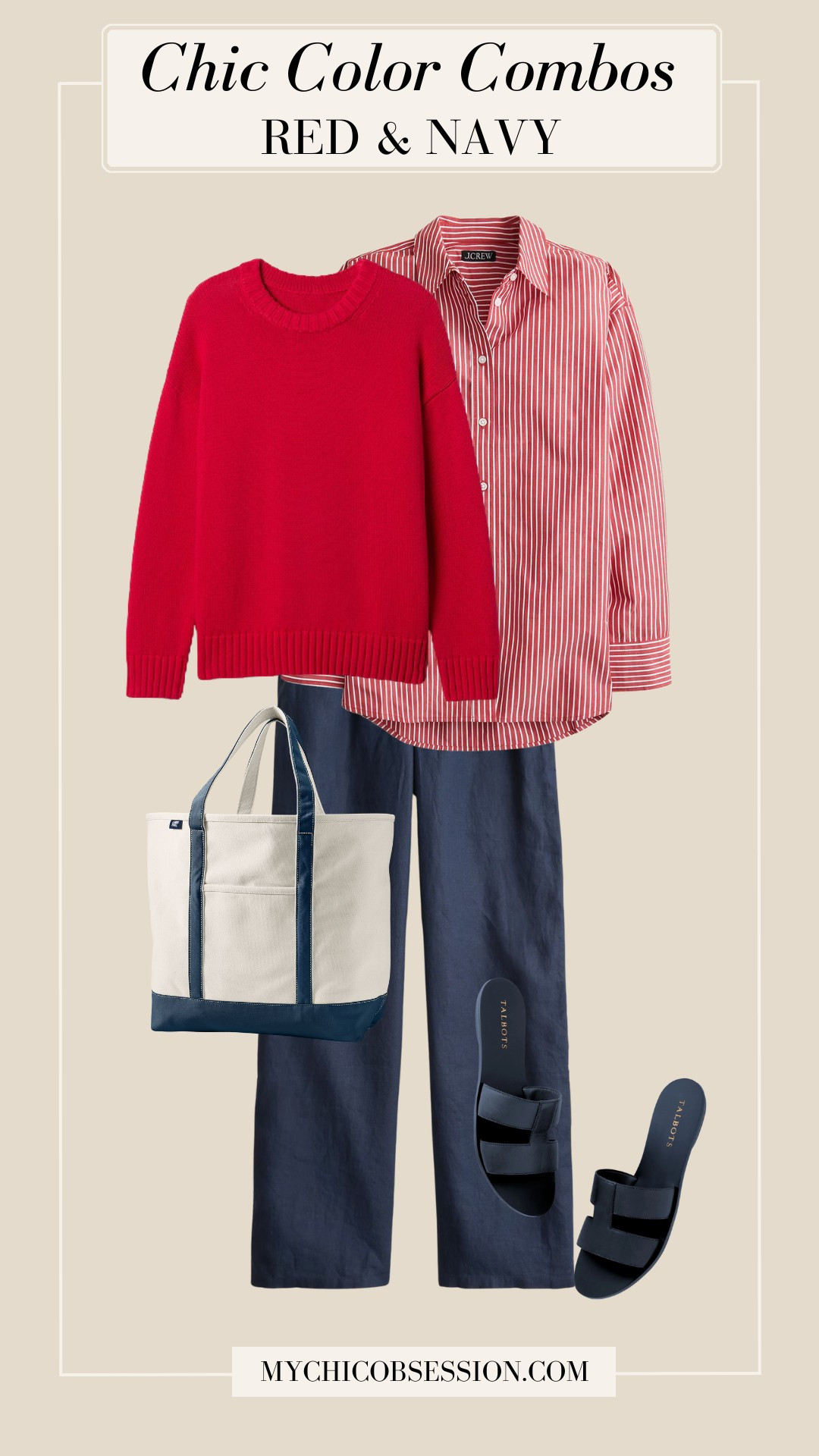 Create a layered look with red and navy for spring by pairing a red and white striped button-down underneath a red cotton sweater. Then, add a pair of breezy linen pants in navy. Keep your accessories simple – a pair of leather sandals and a boat tote are all you need. Now, you’re ready to enjoy an outdoor picnic or a stroll along the boardwalk. 

 #LTKSeasonal #LTKStyleTip #LTKShoeCrush