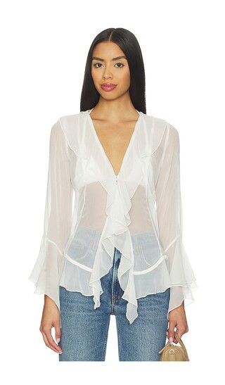 Free People Bali Tulula Chiffon Top in Ivory. - size M | Revolve Clothing (Global)