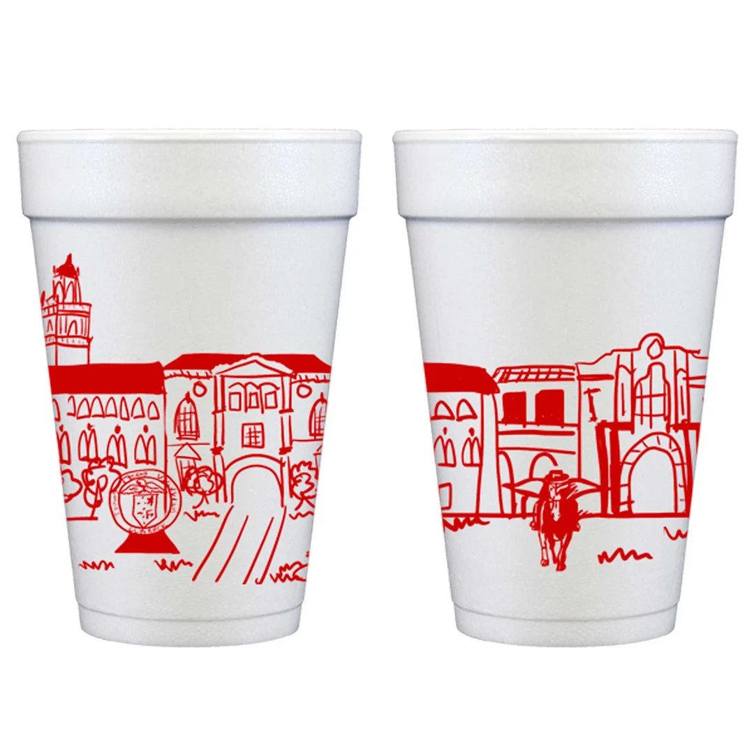 Texas Tech University Campus Landmarks Styrofoam Cup 10 Pack - Etsy | Etsy (US)