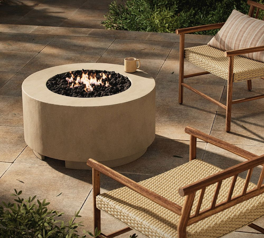 Aren Outdoor Concrete Round Natural Gas Fire Pit Table | Pottery Barn (US)