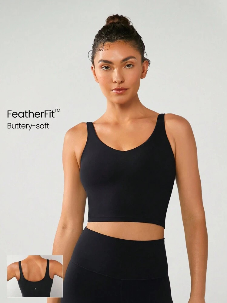 GLOWMODE FeatherFit™ U Back Cropped Active Tank Top Low Impact Yoga Daily | SHEIN