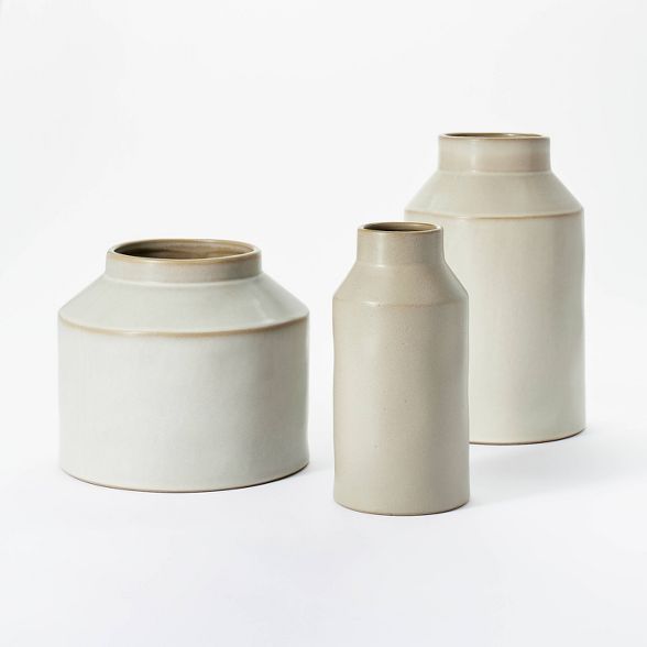 10&#34; x 6&#34; Carved Ceramic Vase Gray - Threshold&#8482; designed with Studio McGee | Target