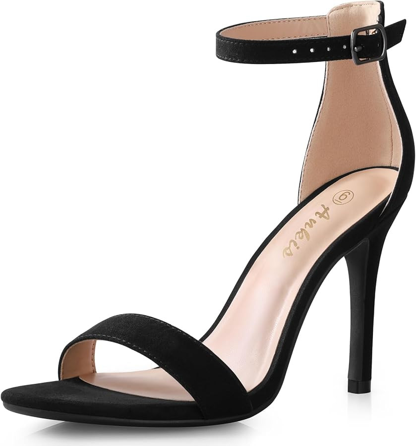 Ankis High Heels for Women 4 Inches, Black Nude Gold Stiletto Heels Open Toe Ankle Strap Heeled S... | Amazon (US)