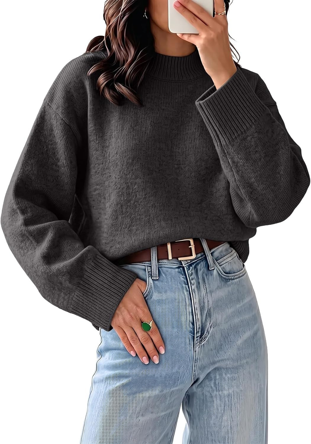 EVALESS Sweaters for Women Fall Long Sleeve Oversized Knit Pullover Tops | Amazon (US)