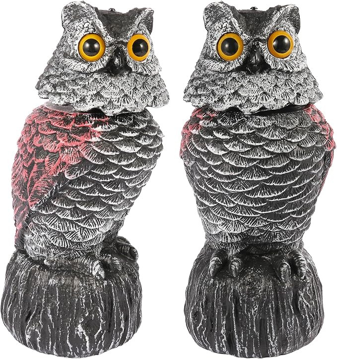 Owl Decoys to Scare Birds Away, 2 Pack BobbleHead Fake Owls Plastic Scarecrow Bird Deterrent, Nat... | Amazon (US)