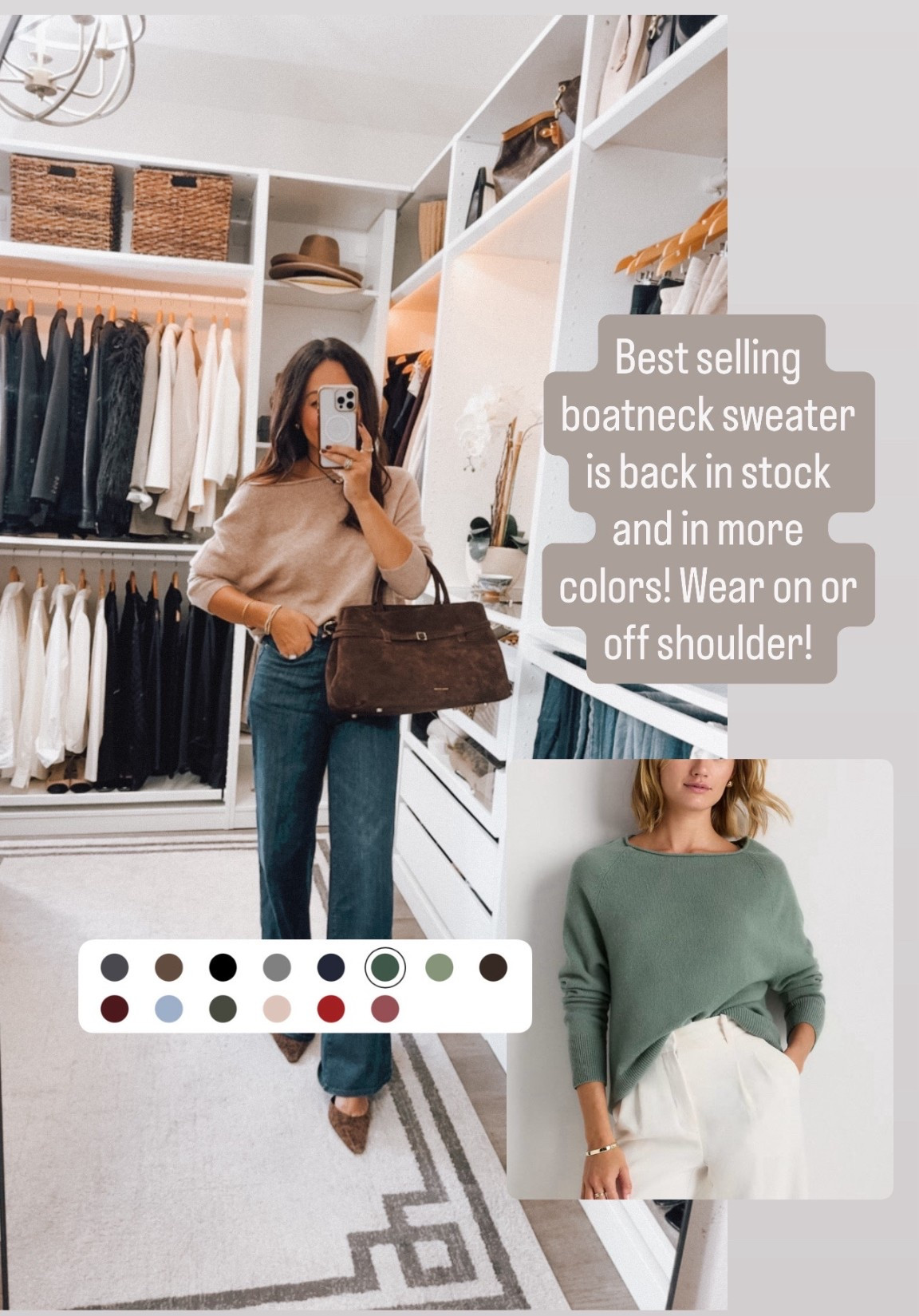 Best selling cashmere sweater is back in stock!🎊 It has an easy loose fit wear off shoulder or on. Wearing a small.

#LTKOver40 #LTKGiftGuide #LTKFindsUnder100