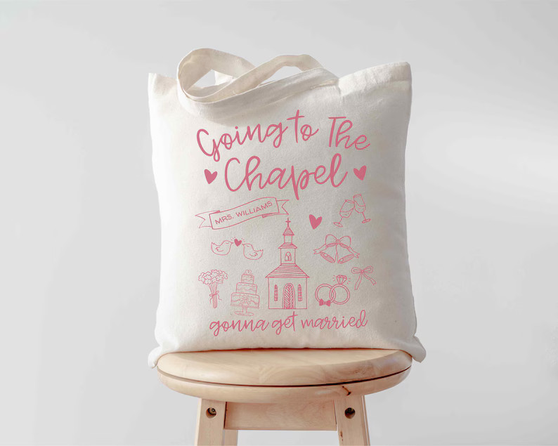 Personalized Bride Tote Bag Going to the Chapel Gonna Get Married Coquette Bride Tote Bachelorett... | Etsy (US)