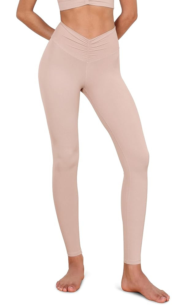 ODODOS Cloud Feeling Ruched Yoga Leggings for Women 25" / 28" High Waist Crossover Yoga Pants | Amazon (US)