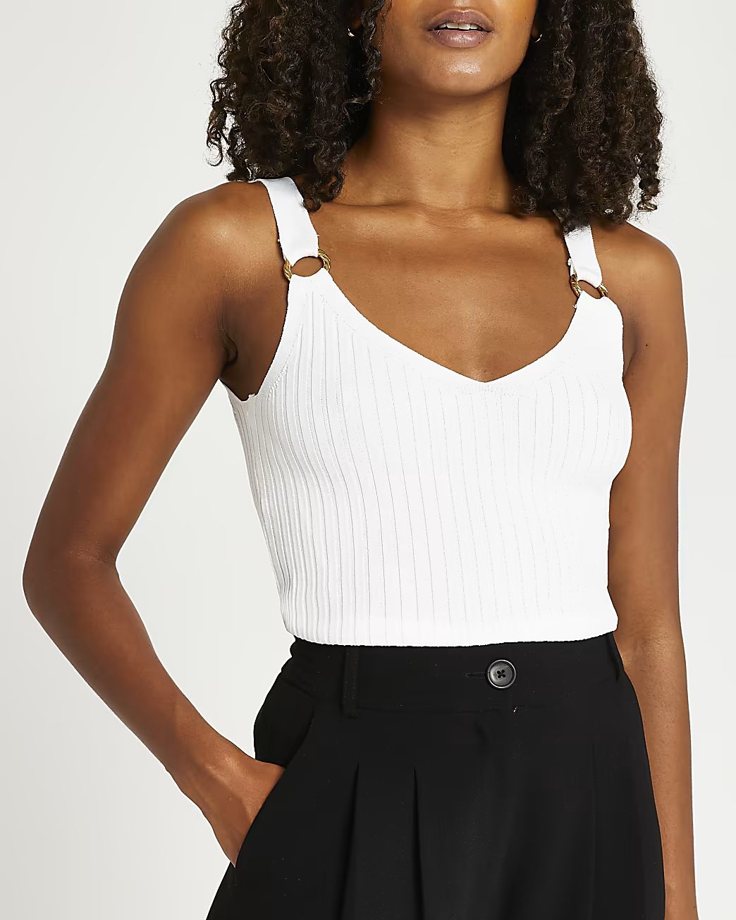 River Island Womens White ribbed tank top | River Island (US)