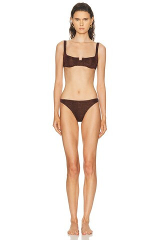 Oseree Lumiere Balconette Two Piece Bikini Set in Chocolate | FWRD 