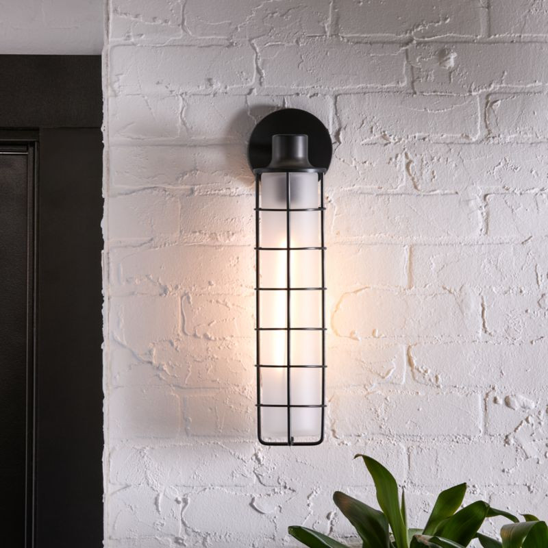 Fairfax Tall Black Metal Indoor/Outdoor Wall Sconce Light | Crate & Barrel | Crate & Barrel