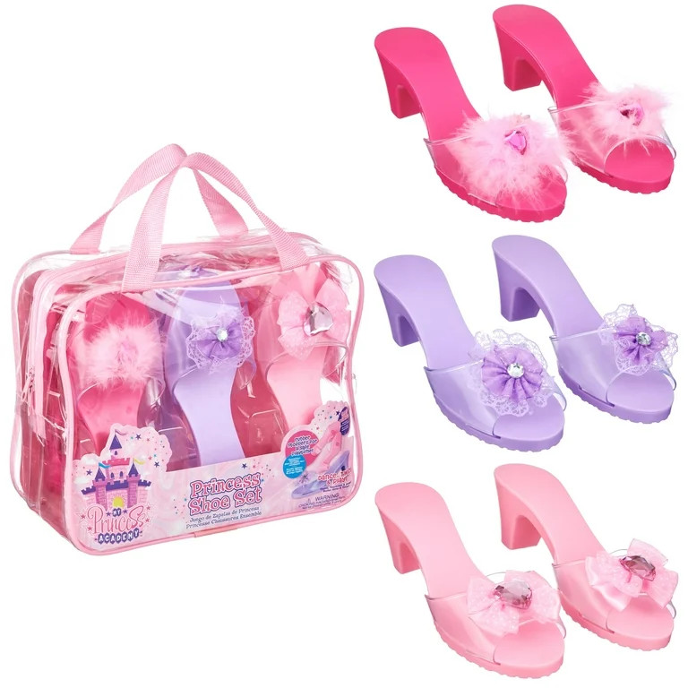 Expressions 3-Pack Princess Shoe Set - Dress Up Royalty Kids Heels Slip On Shoes - Pastel Colored... | Walmart (US)