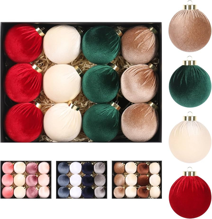 Super Holiday 3.14" Velvet Christmas Balls, 12PCS 80MM Plastic Christmas Ball Ornaments for Xmas ... | Amazon (US)