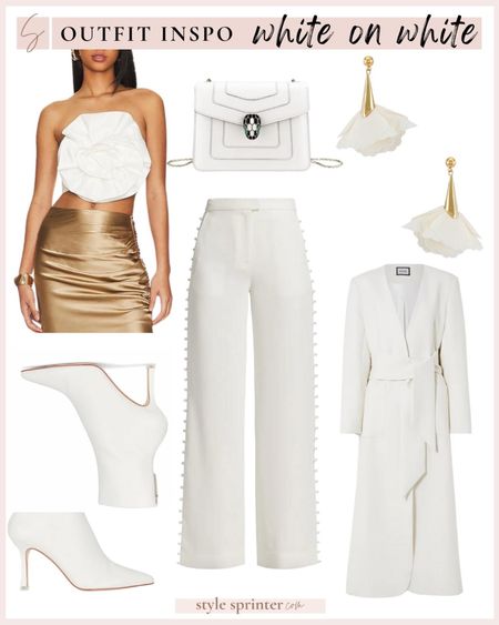 White on white outfit idea 🤍 White flower top, flower earrings, and white coat! 

#LTKSeasonal #LTKunder100 #LTKstyletip