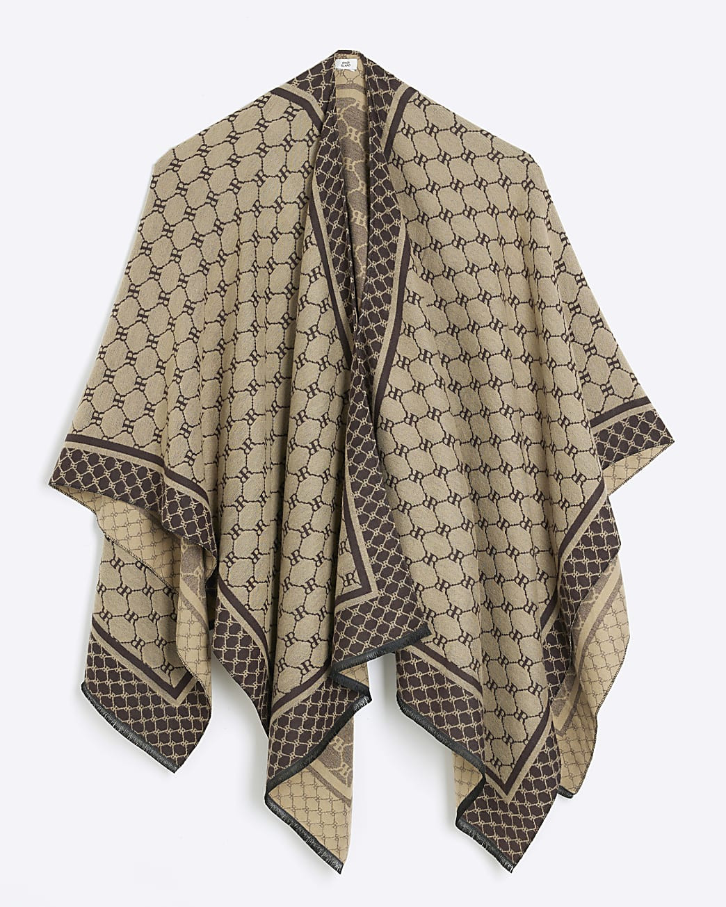 Beige RI monogram cape | River Island (UK & IE)