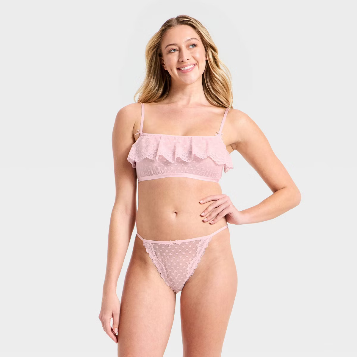Women's Heart Lace Bralette & Cheeky Set - Wild Fable™ | Target