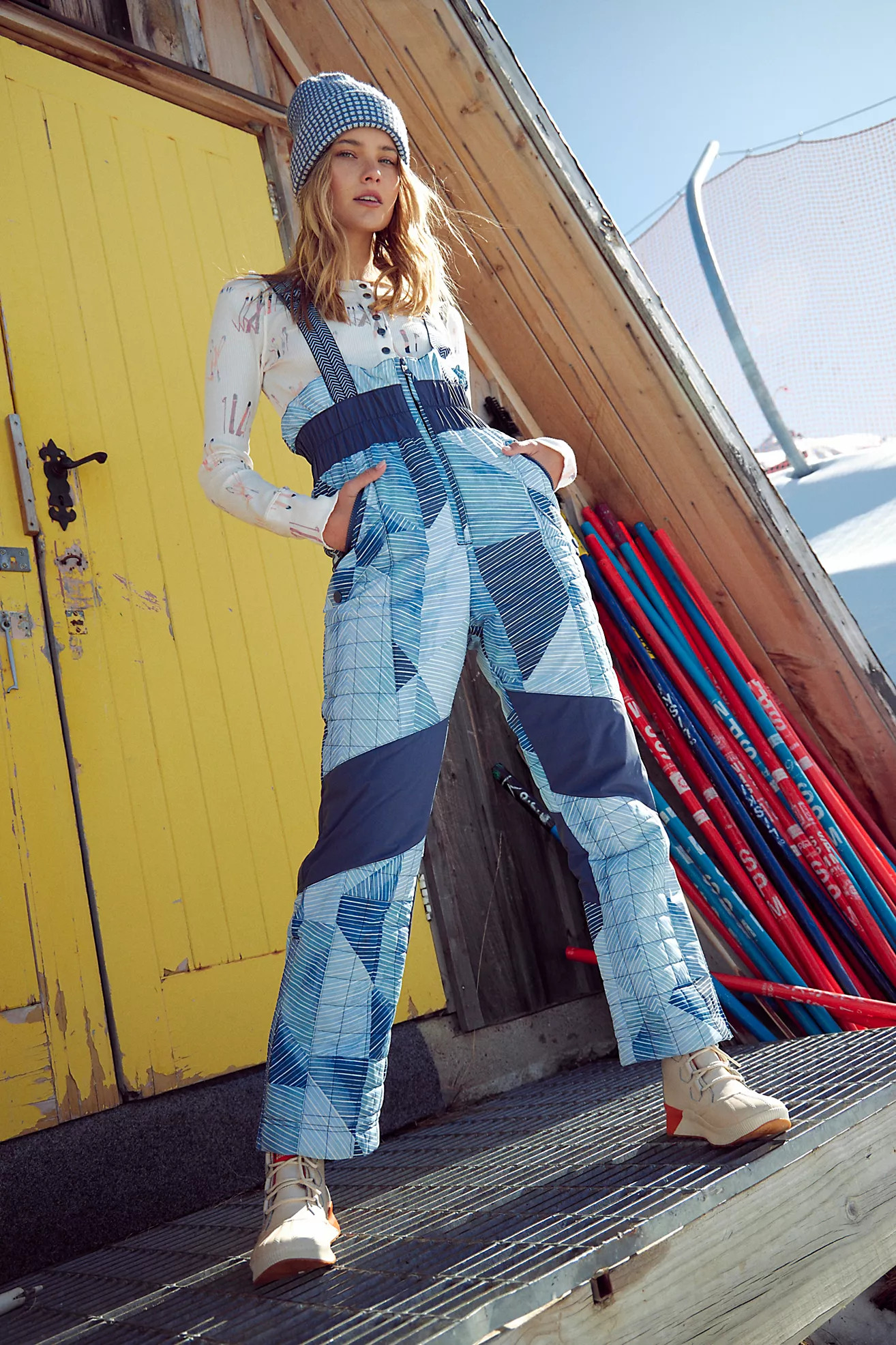 Printed All Prepped Bib Overalls | Free People (Global - UK&FR Excluded)
