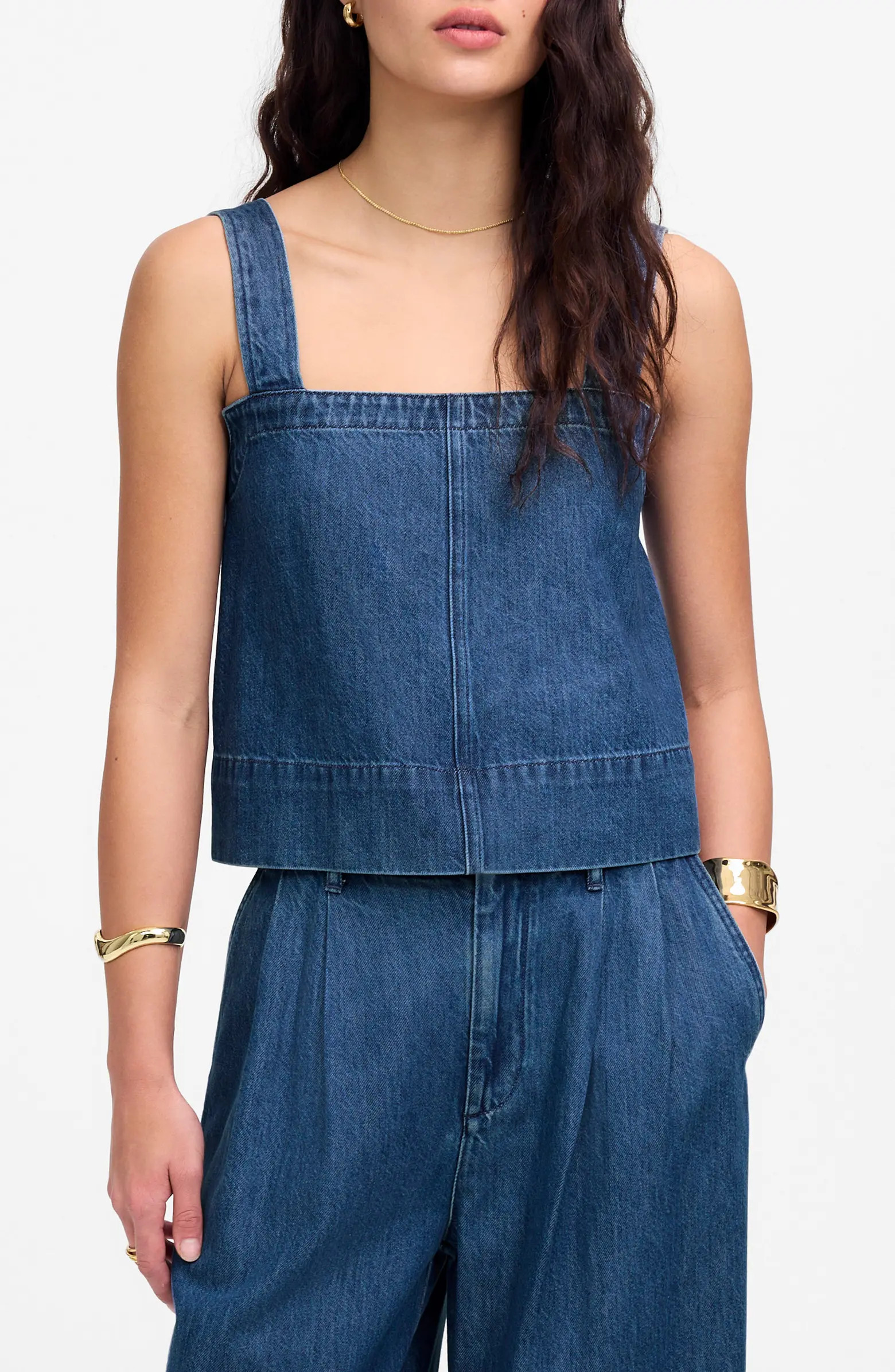Square Neck Denim Crop Tank | Nordstrom