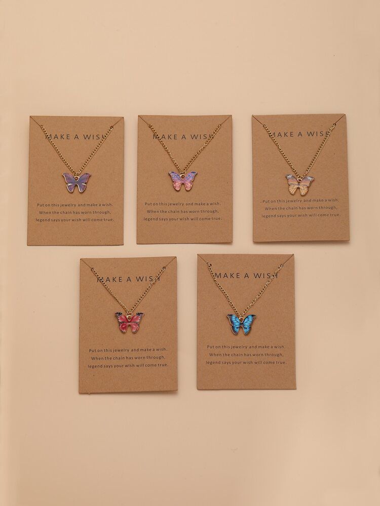 5pcs Butterfly Pendant Necklace | SHEIN
