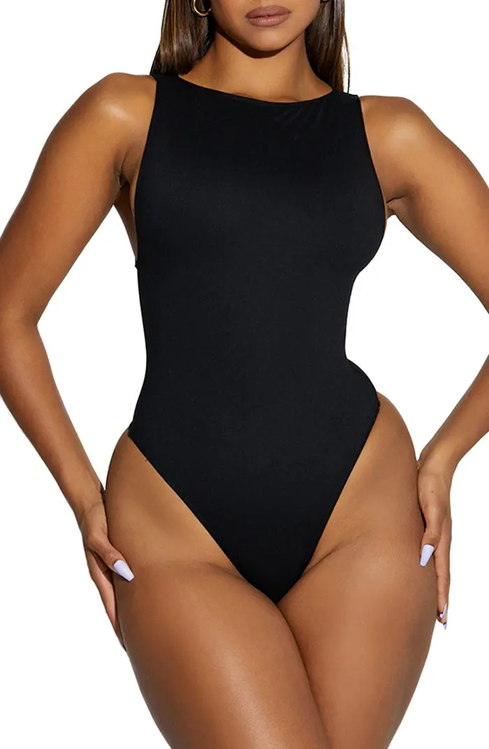 Naked Wardrobe Hard to Per-Suede Thong Bodysuit | Nordstrom | Nordstrom