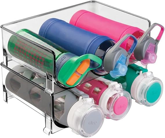 Amazon.com: mDesign Plastic Free-Standing Stackable 3 Bottle Storage Holder Rack - Water, Wine, a... | Amazon (US)