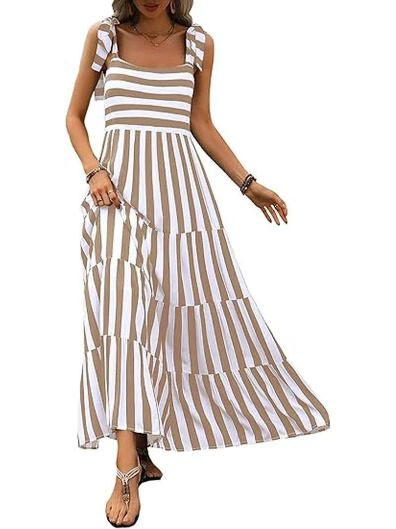 PRETTYGARDEN Women Dresses Summer Floral Sleeveless Maxi Dress Casual Spaghetti Strap Tiered Flow... | Walmart (US)