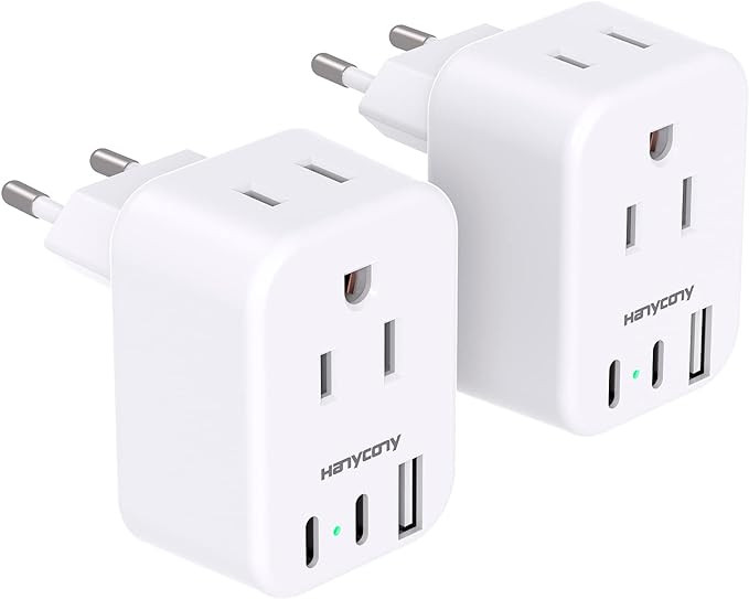 European Travel Plug Adapter for International, Italy Spain Power Adapter, 2 Outlets 2 USB C Port... | Amazon (US)