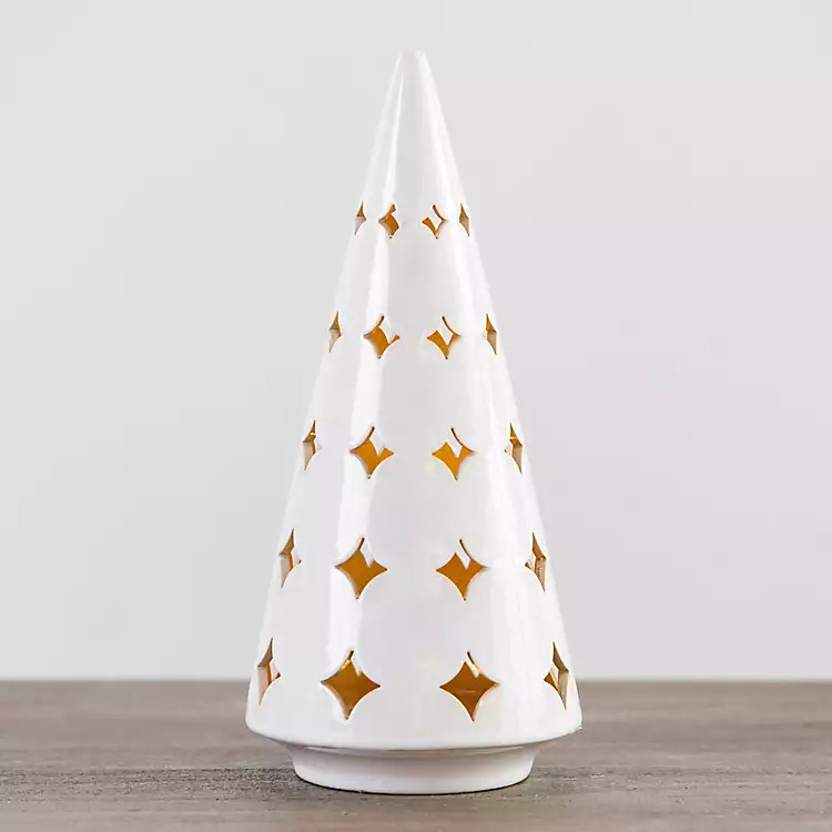 Pre-Lit White Tree with Diamond Cutouts, 11 in. | Kirkland's Home