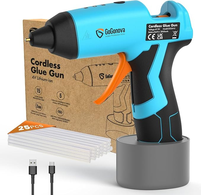GoGonova Cordless Hot Glue Gun, 15s Fast Preheating with 2Ah Built-in Battery Hot Melt Glue Gun, ... | Amazon (US)