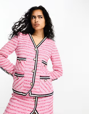 Sister Jane contrast trim tweed jacket in pink - part of a set | ASOS | ASOS (Global)