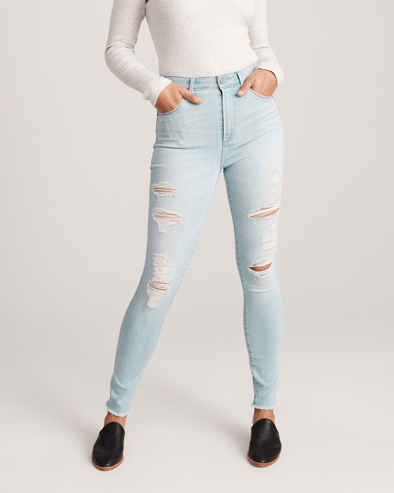 Ripped High Rise Super Skinny Jeans | Abercrombie & Fitch US & UK