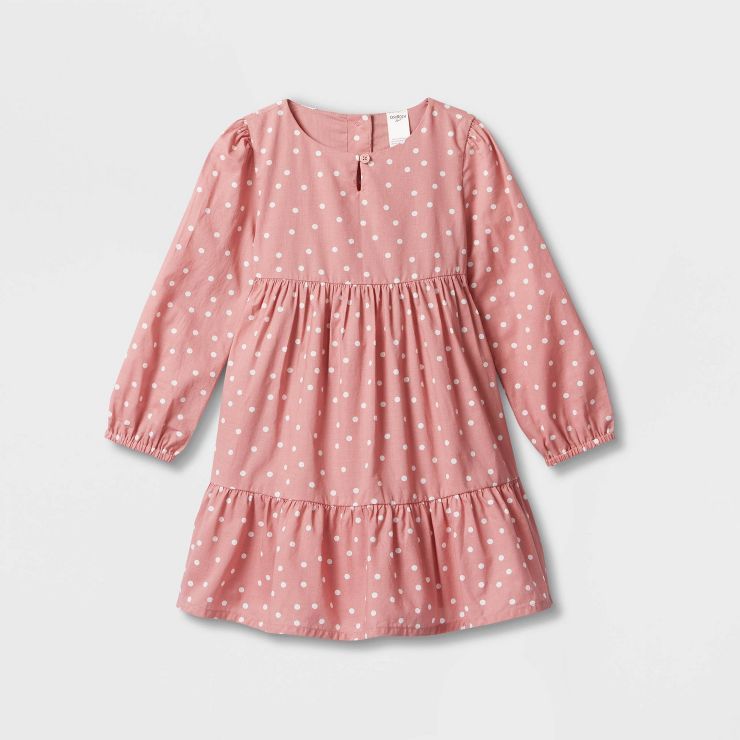OshKosh B'gosh Toddler Girls' Dot Tiered Long Sleeve Dress - Dark Blush | Target
