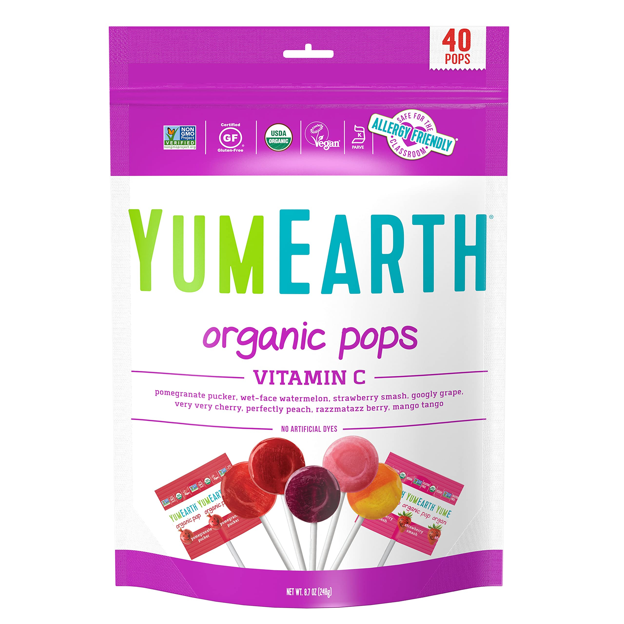 organic assorted flavors vitamin c lollipops 40 ct / 1 bag (40 pops) | Amazon (US)