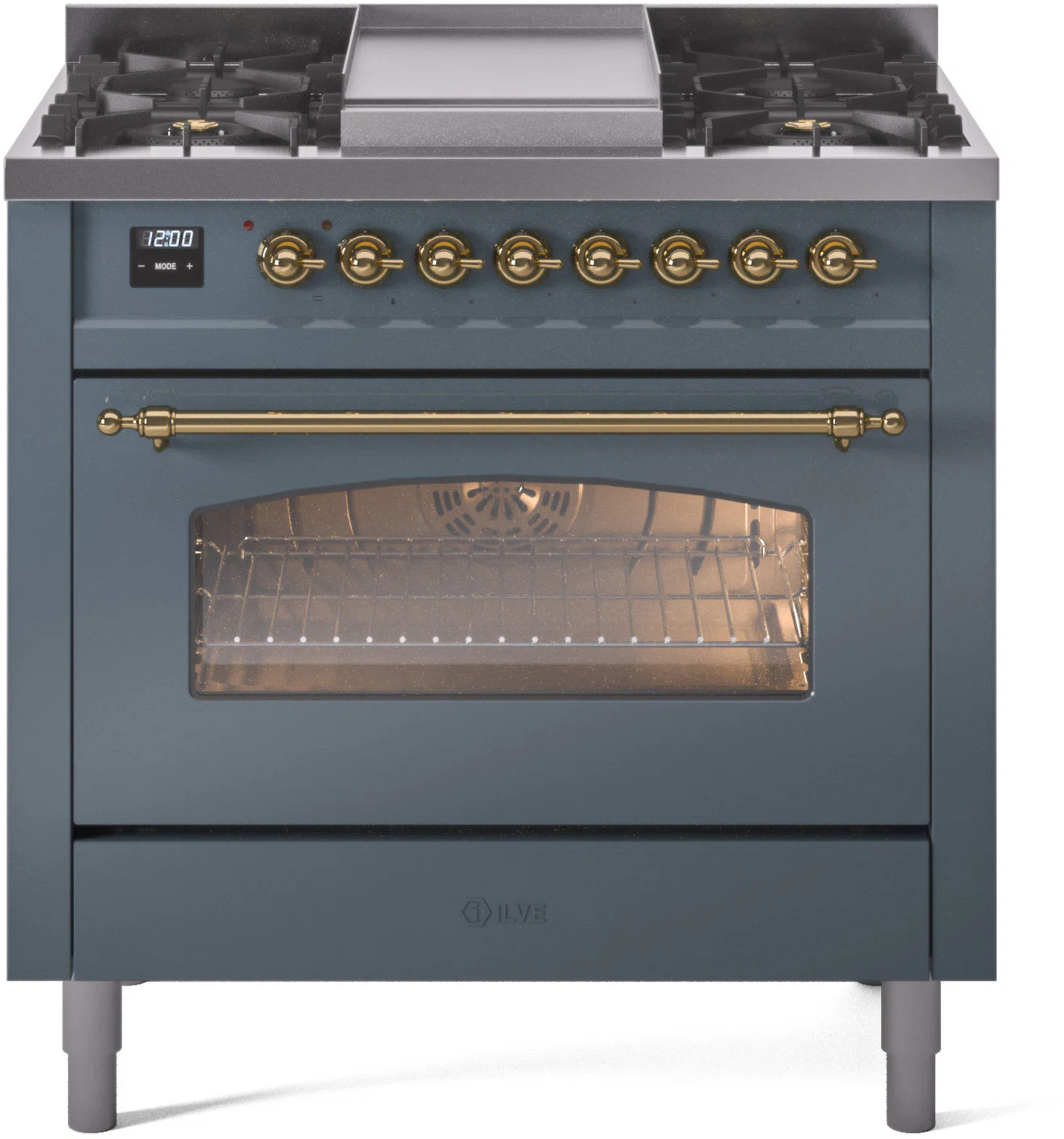 ILVE Nostalgie II Series 36 inch Dual Fuel Range with 6 Burners, Griddle (Glass Door) UP36FNMPBGG | Wayfair North America