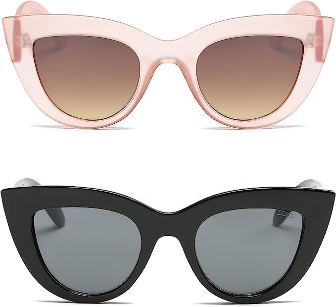 SOJOS Retro Vintage Cateye Sunglasses for Women UV400 Mirrored Lens 2PACK SJ2939 | Amazon (US)