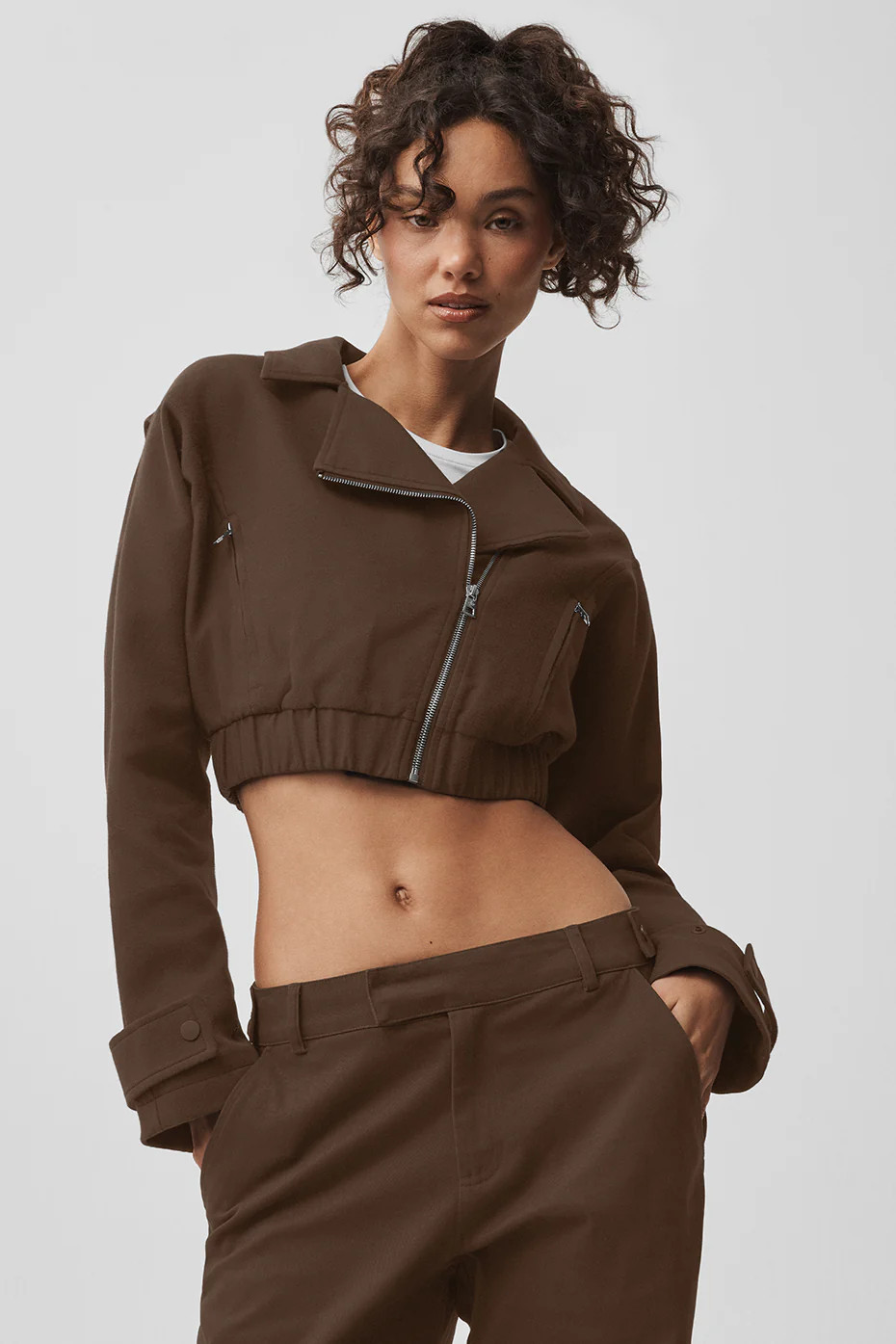 ALO | Cropped Cosmopolitan Jacket in Espresso, Size: Small | Alo Yoga