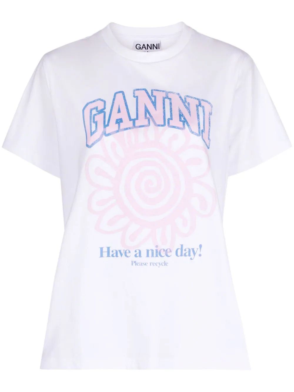 GANNI Relaxed Flower organic-cotton T-shirt - Farfetch | Farfetch Global