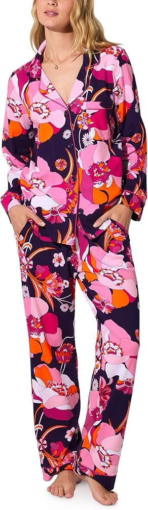 BedHead PJs Women's X Trina Turk Long Sleeve Classic Stretch Jersey Pj Set | Amazon (US)